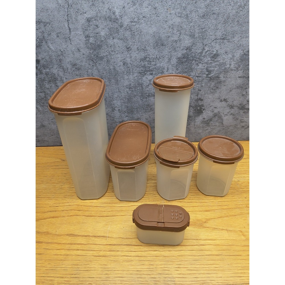 Vintage  6 Piece Modular Mates‎ Tupperware Brown Set